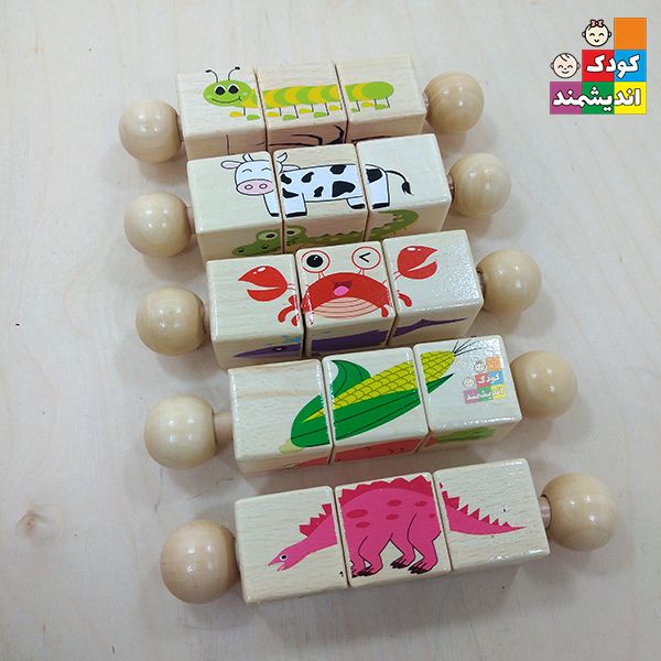 پازل چرخشی مکعبی چوبی (5 طرح)